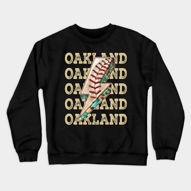 Aesthetic Design Oakland Gifts Vintage Styles Baseball Crewneck Sweatshirt by QuickMart
